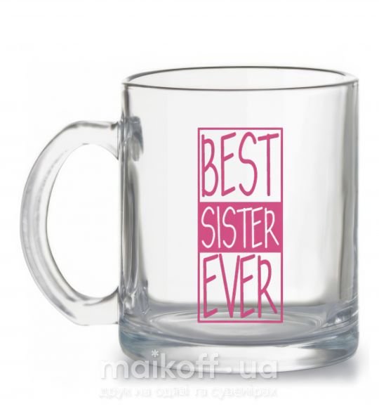 Чашка скляна Best sister ever горизонтальная надпись Прозорий фото