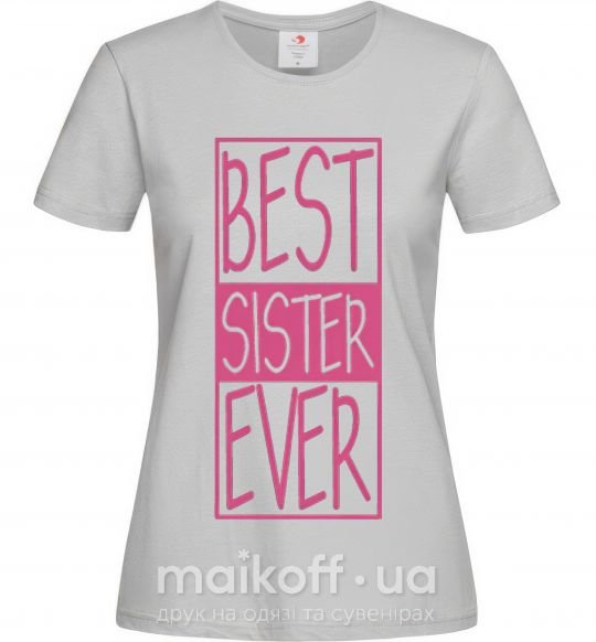 Женская футболка Best sister ever горизонтальная надпись Серый фото
