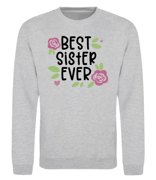 Свитшот Best sister ever Серый меланж фото