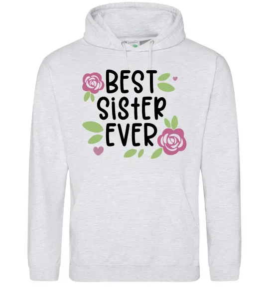 Женская толстовка (худи) Best sister ever Серый меланж фото