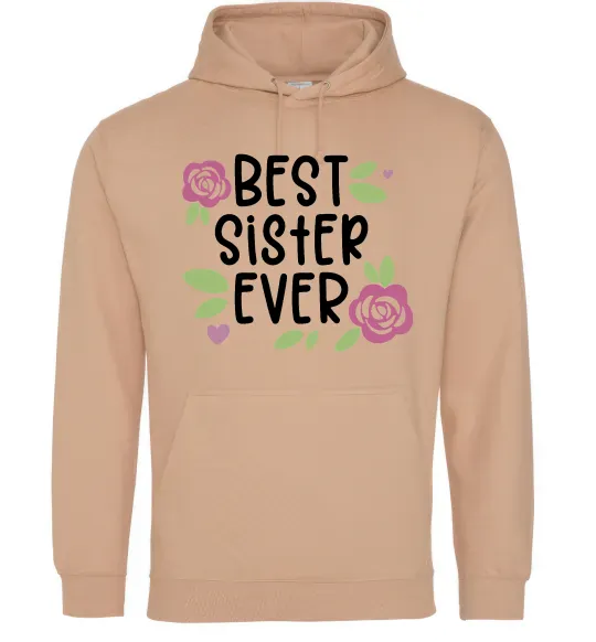 Женская толстовка (худи) Best sister ever Песочный фото