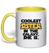 Чашка з кольоровою ручкою Coolest sister in the galaxy she is Сонячно жовтий Чашка з кольоровою ручкою Coolest sister in the galaxy she is Сонячно жовтий фото