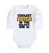 Детский боди Coolest sister in the galaxy she is Белый фото
