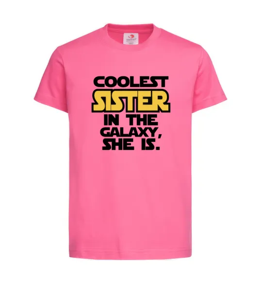 Дитяча футболка Coolest sister in the galaxy she is Яскраво-рожевий фото