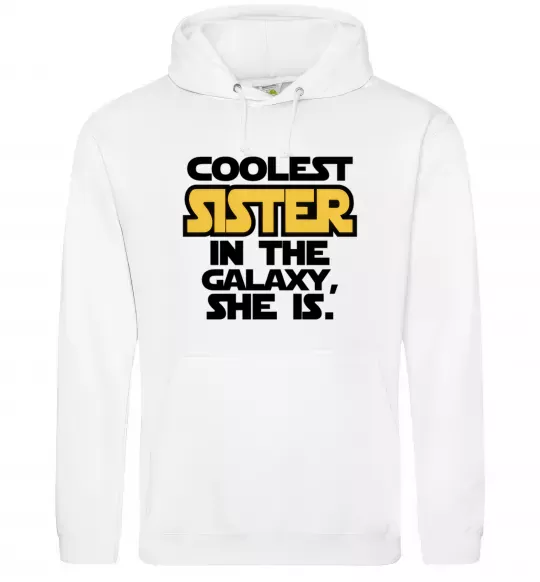 Жіноча толстовка (худі) Coolest sister in the galaxy she is Білий фото