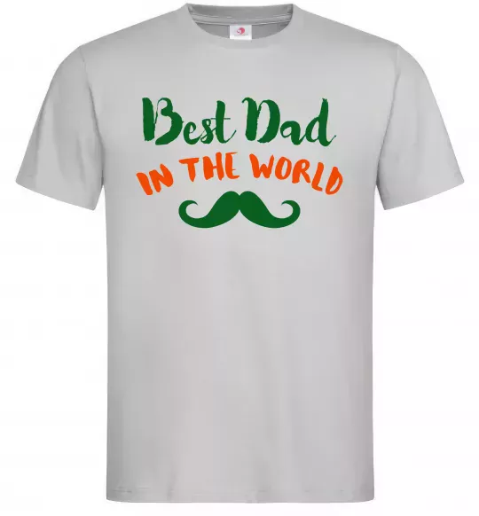 Чоловіча футболка Best dad in the world вуса Сірий фото
