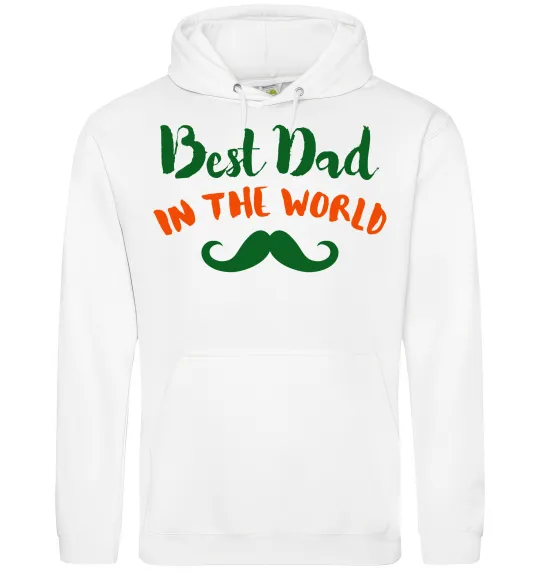 Мужская толстовка (худи) Best dad in the world вуса Белый фото