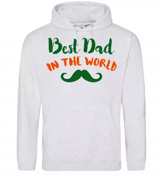 Мужская толстовка (худи) Best dad in the world вуса Серый меланж фото