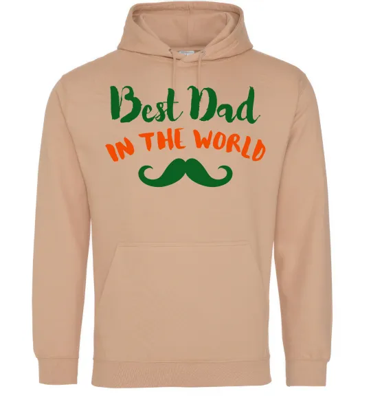 Мужская толстовка (худи) Best dad in the world вуса Песочный фото