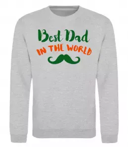 Світшот Best dad in the world вуса Сірий меланж фото