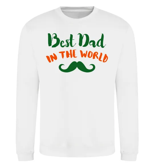 Світшот Best dad in the world вуса Білий фото