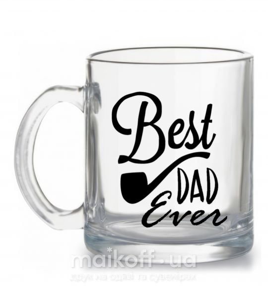 Чашка стеклянная Best dad ever - трубка Прозрачный фото