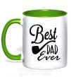 Чашка с цветной ручкой Best dad ever - трубка Зеленый фото
