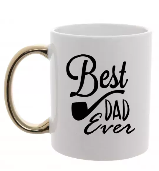 Чашка с цветной ручкой Best dad ever - трубка Золото фото