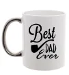 Чашка с цветной ручкой Best dad ever - трубка Серебро фото