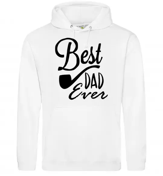 Мужская толстовка (худи) Best dad ever - трубка Белый фото