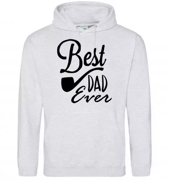 Мужская толстовка (худи) Best dad ever - трубка Серый меланж фото
