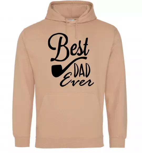 Мужская толстовка (худи) Best dad ever - трубка Песочный фото
