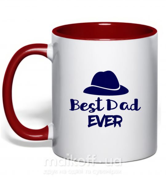 Чашка с цветной ручкой Best dad ever - шляпа Красный фото