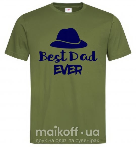 Мужская футболка Best dad ever - шляпа Оливковый фото