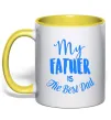 Чашка з кольоровою ручкою My father is the best dad Лимонний фото