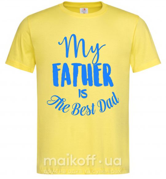 Мужская футболка My father is the best dad Лимонный фото