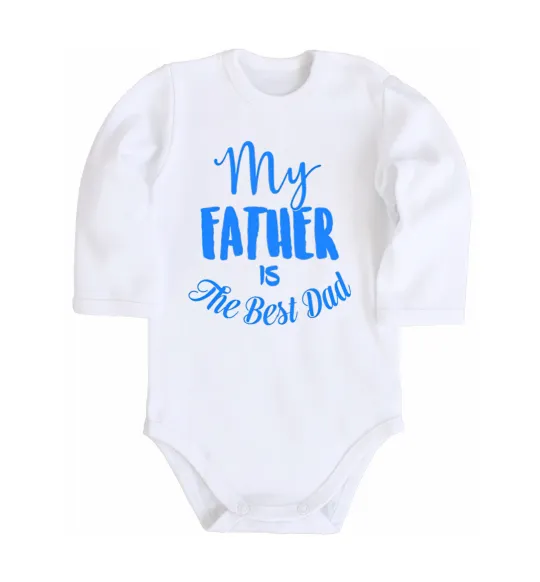 Дитячий бодік My father is the best dad Білий фото