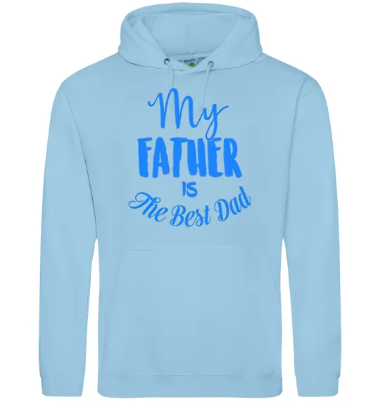 Чоловіча толстовка (худі) My father is the best dad Блакитний фото