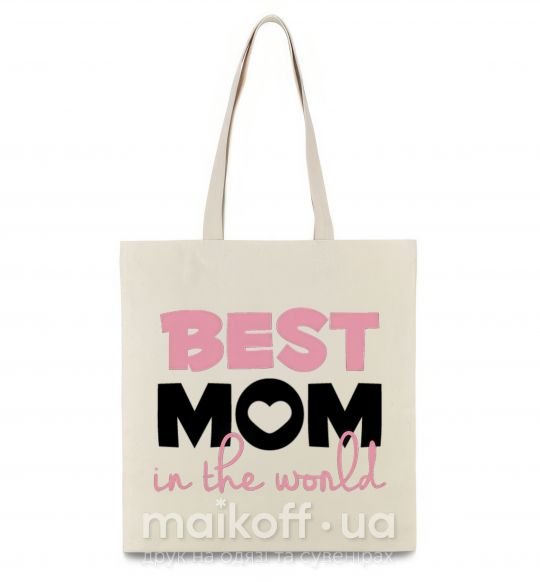 Еко-сумка Best mom in the world (большие буквы) Бежевий фото