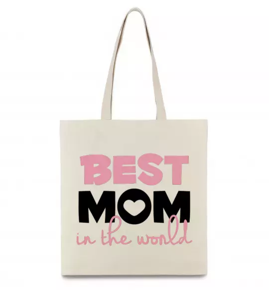 Еко-сумка Best mom in the world (большие буквы) Бежевий фото