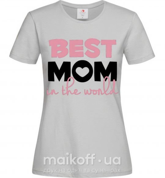 Жіноча футболка Best mom in the world (большие буквы) Сірий фото