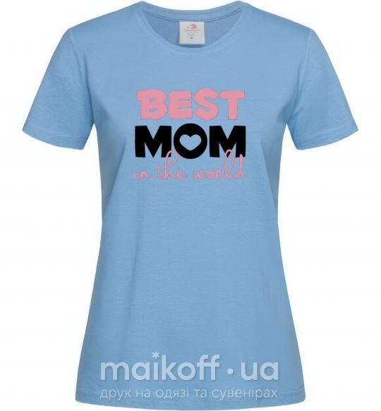 Жіноча футболка Best mom in the world (большие буквы) Блакитний фото