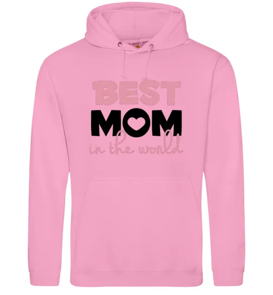 Женская толстовка (худи) Best mom in the world (большие буквы) Розовый фото