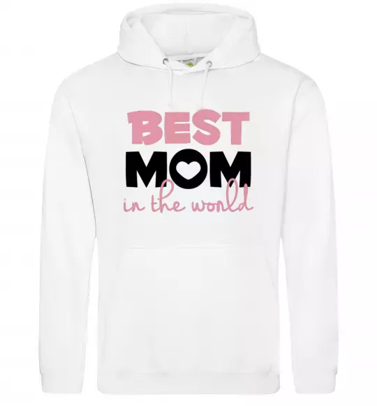 Женская толстовка (худи) Best mom in the world (большие буквы) Белый фото
