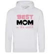 Женская толстовка (худи) Best mom in the world (большие буквы) Серый меланж фото