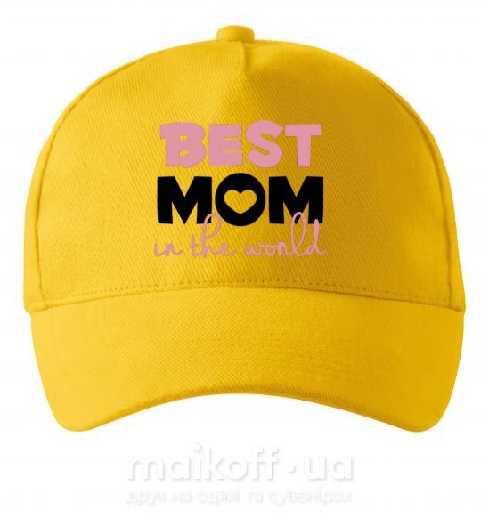 Кепка Best mom in the world (большие буквы) Солнечно желтый фото