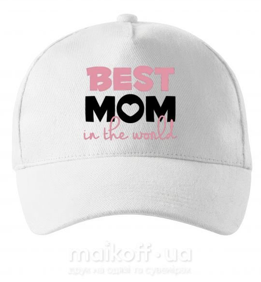 Кепка Best mom in the world (большие буквы) Білий фото