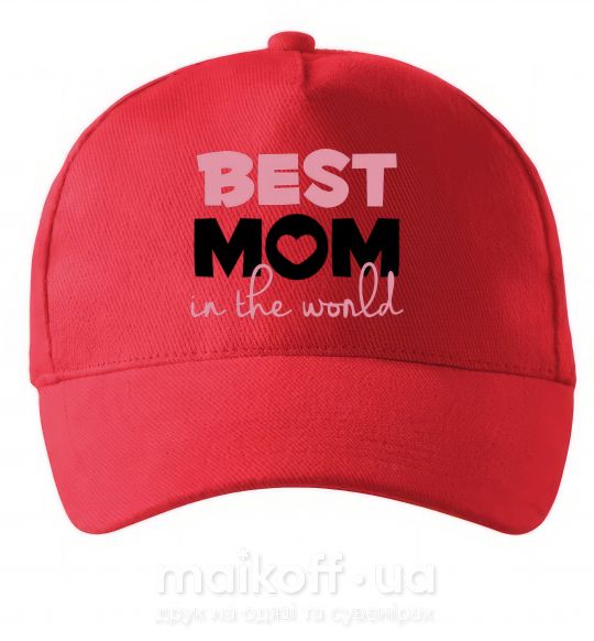 Кепка Best mom in the world (большие буквы) Червоний фото