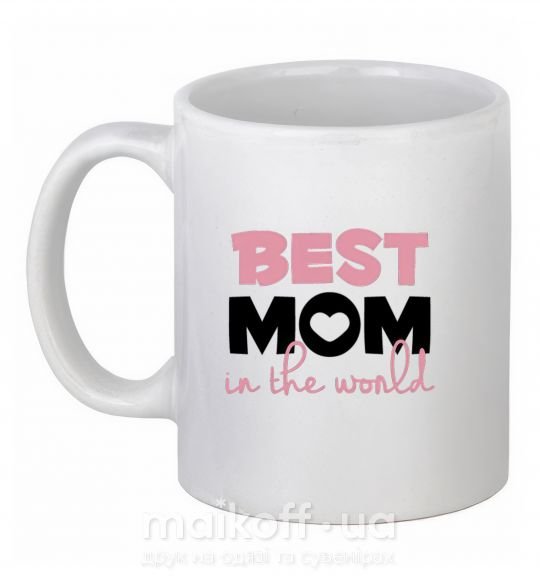 Чашка керамічна Best mom in the world (большие буквы) Білий фото