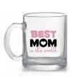 Чашка стеклянная Best mom in the world (большие буквы) Прозрачный фото