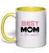Чашка с цветной ручкой Best mom in the world (большие буквы) Солнечно желтый фото