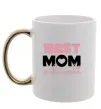 Чашка з кольоровою ручкою Best mom in the world (большие буквы) Золото фото