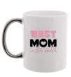 Чашка з кольоровою ручкою Best mom in the world (большие буквы) Срібло фото