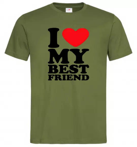 Мужская футболка I love my best friend Оливковый фото