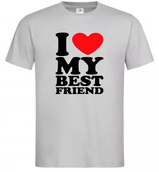 Мужская футболка I love my best friend Серый фото