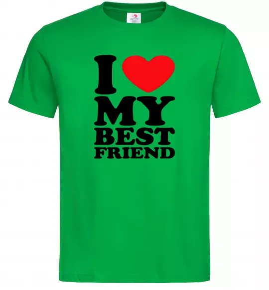 Мужская футболка I love my best friend Зеленый фото