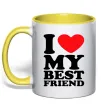 Чашка з кольоровою ручкою I love my best friend Лимонний фото