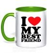 Чашка с цветной ручкой I love my best friend Зеленый фото