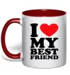 Чашка с цветной ручкой I love my best friend Красный фото