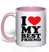 Чашка з кольоровою ручкою I love my best friend Ніжно рожевий фото